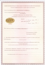 Сертификат безопасности № РОСС RU ОТ 003983 от 04.05.2009 г.